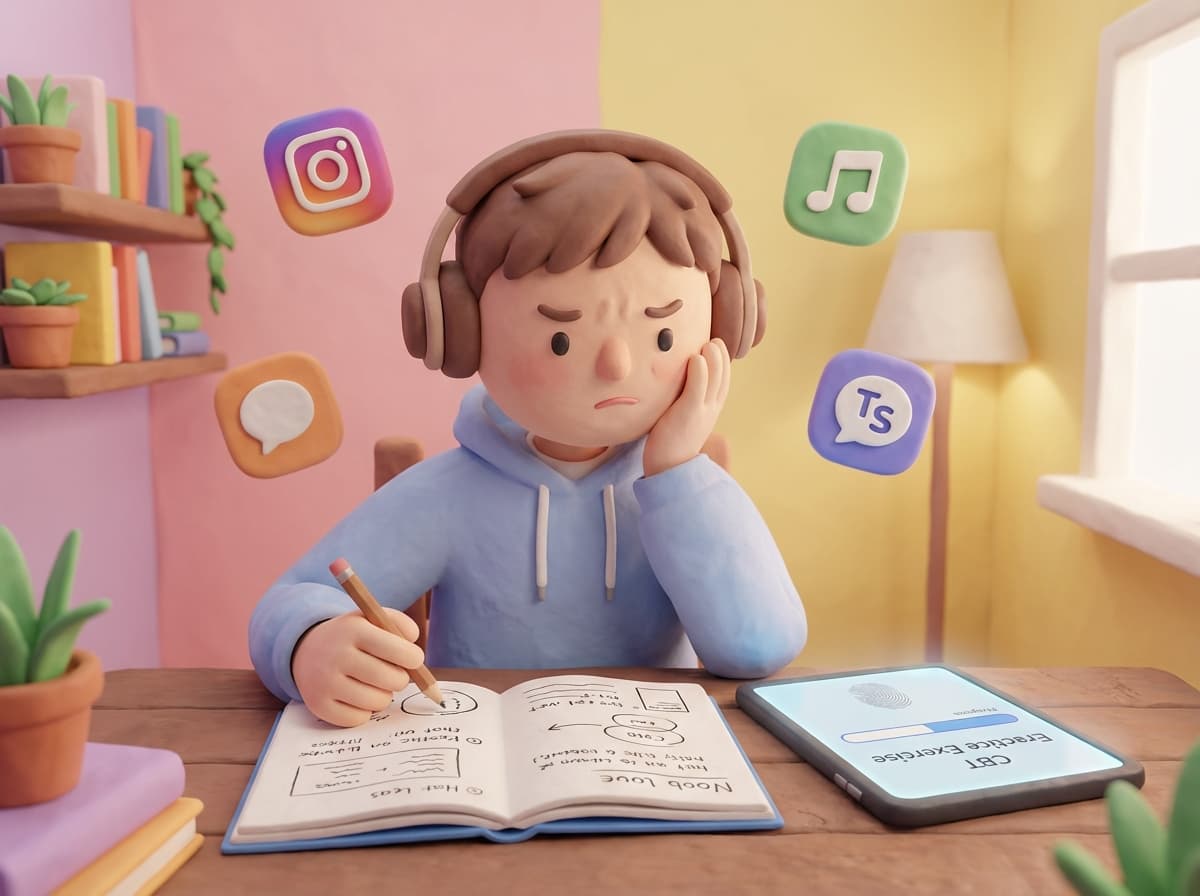 Ananda menghadapi distraksi saat belajar dengan perangkat digital