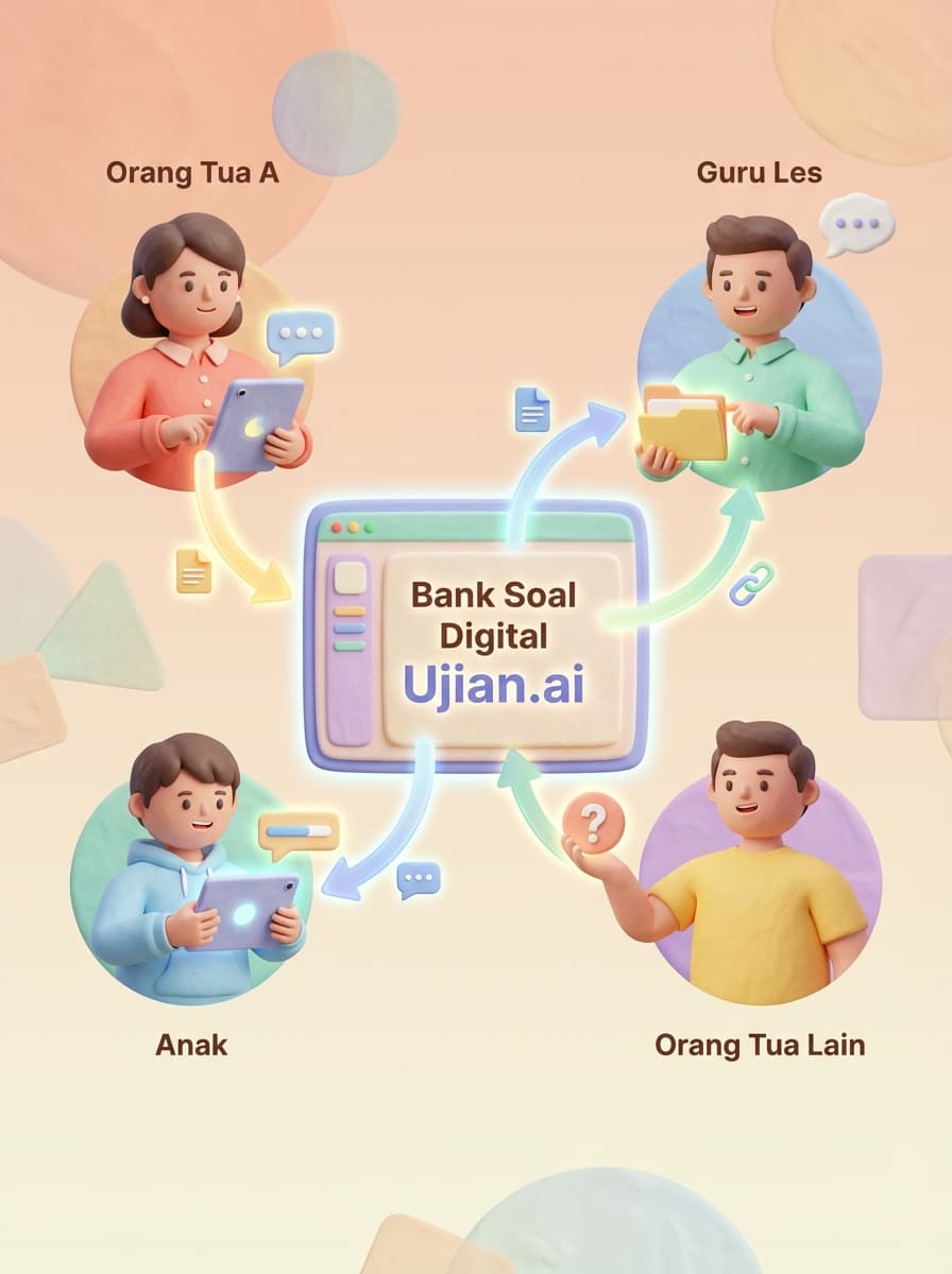 Diagram alur berbagi link latihan ujian